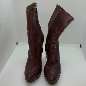 Prada brown leather ankle boots.